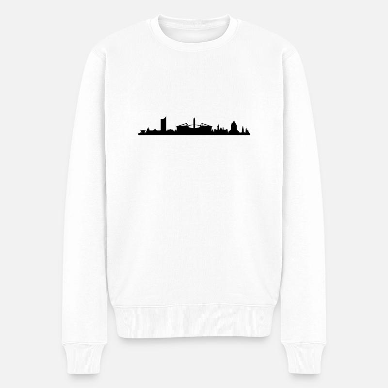 Skyline Leipzig Stadion - Männer Premium Bio Pullover - Weiß
