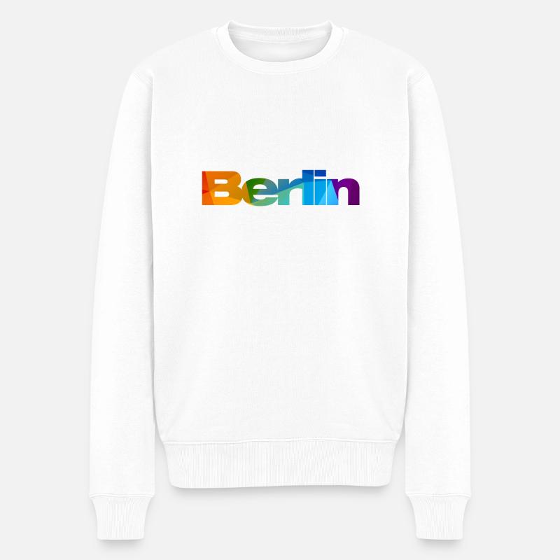 Berlin bunt T-Shirt - Männer Premium Bio Pullover - Weiß