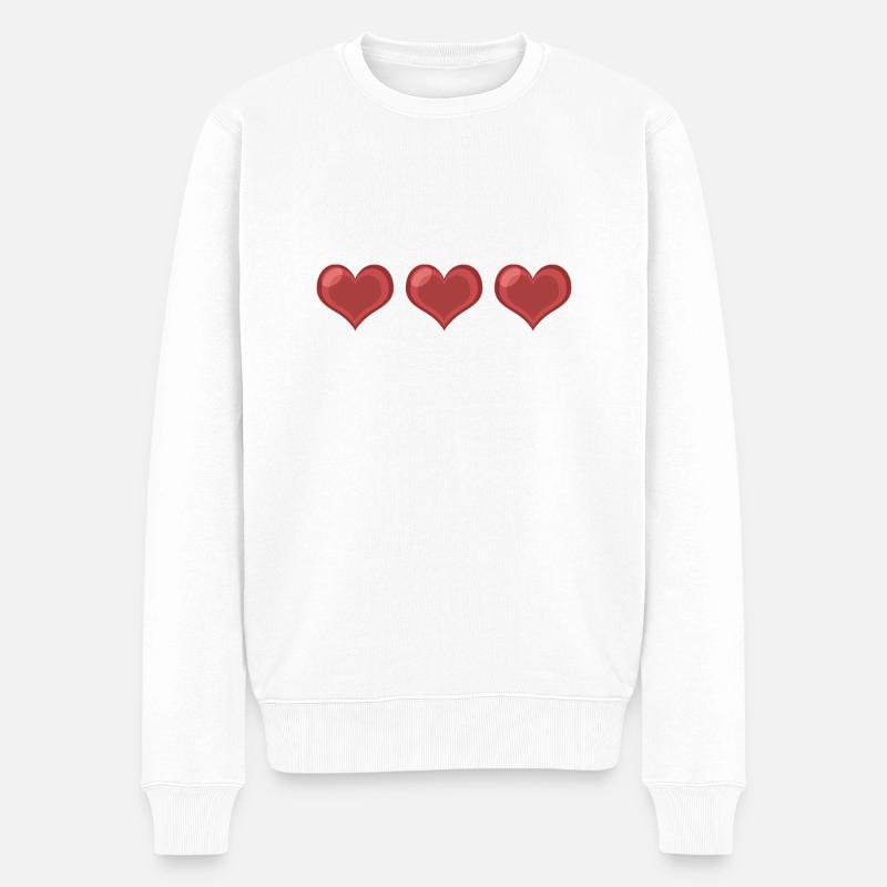 Drei Herzen - Männer Premium Bio Pullover - Weiß