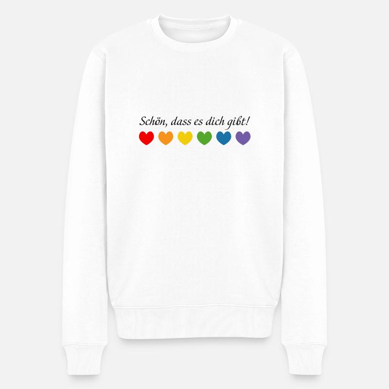 Regenbogenherzchen schoen dass es dich gibt - Männer Premium Bio Pullover - Weiß