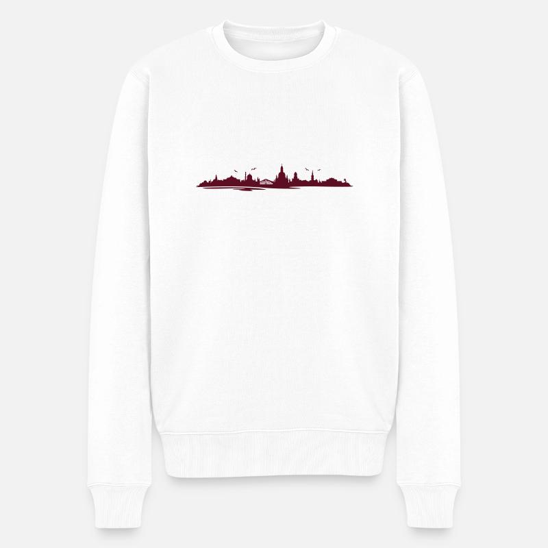 Skyline - Dresden - Männer Premium Bio Pullover - Weiß