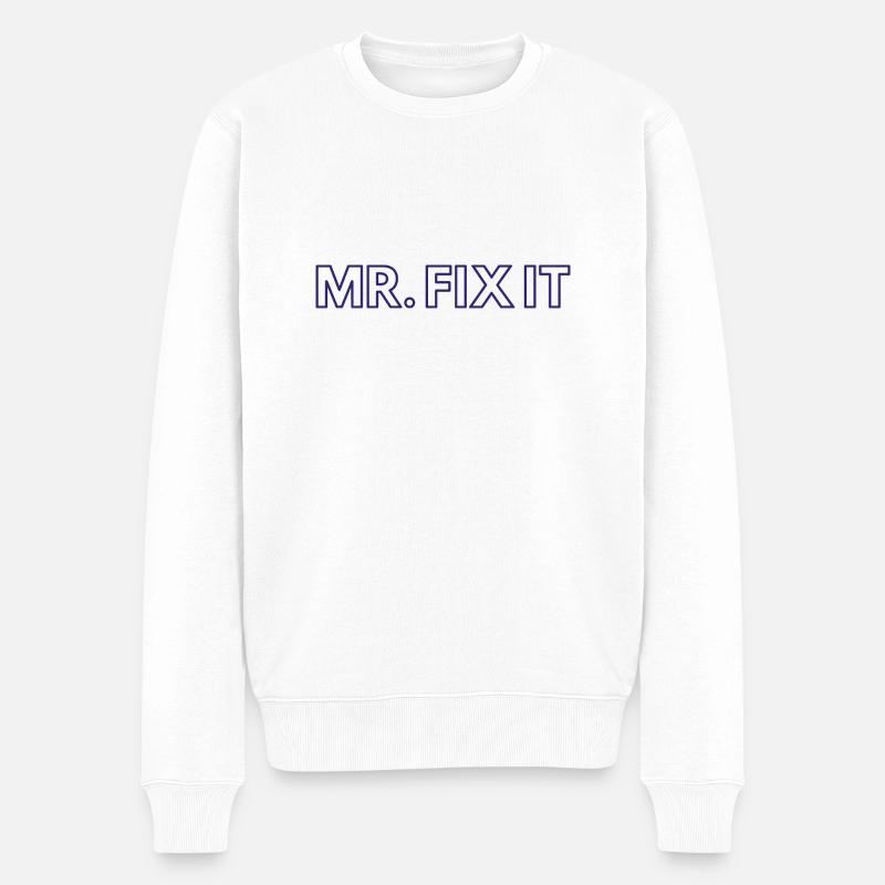 Mr Fix it - Männer Premium Bio Pullover - Weiß