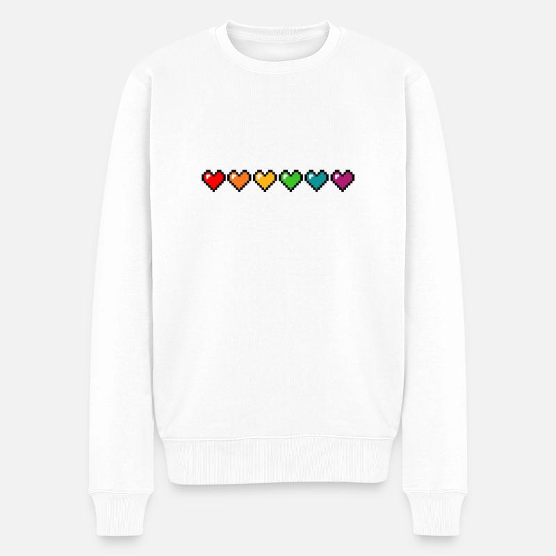Cœurs Pride Pixel - Pull Premium bio Homme - blanc