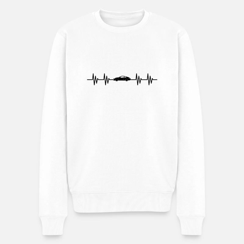 Voiture de battement de coeur - Pull Premium bio Homme - blanc