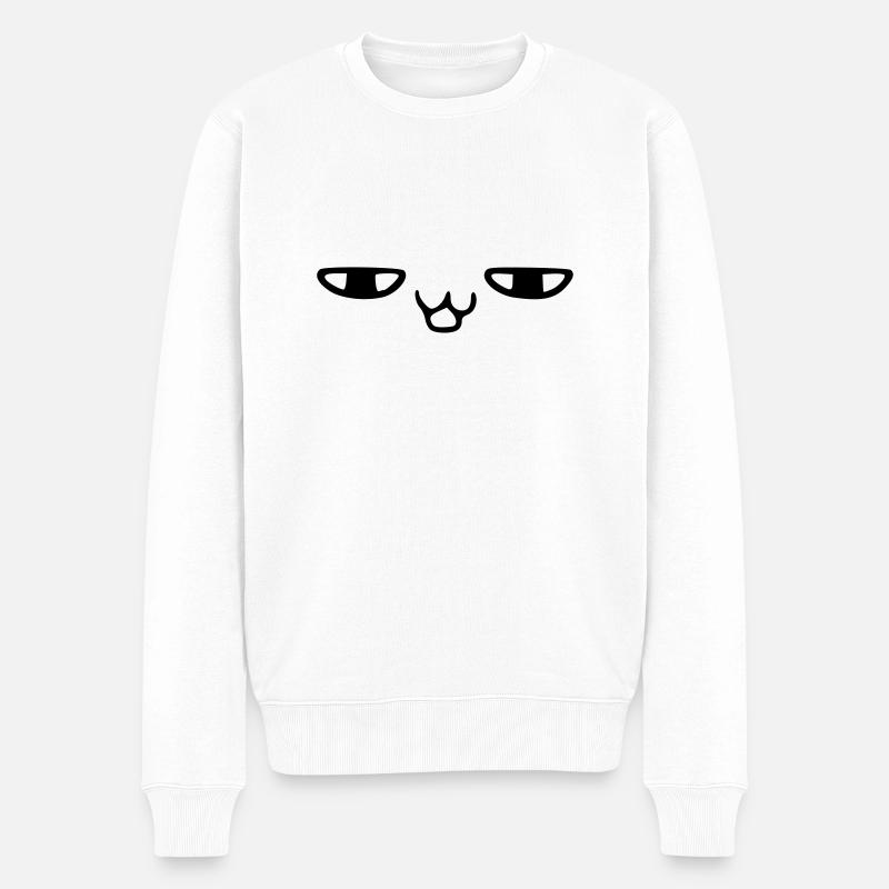 kawaii_face_17 - Männer Premium Bio Pullover - Weiß