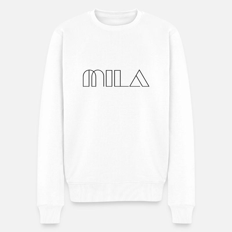 Name Mila Modern Schwarz - Männer Premium Bio Pullover - Weiß