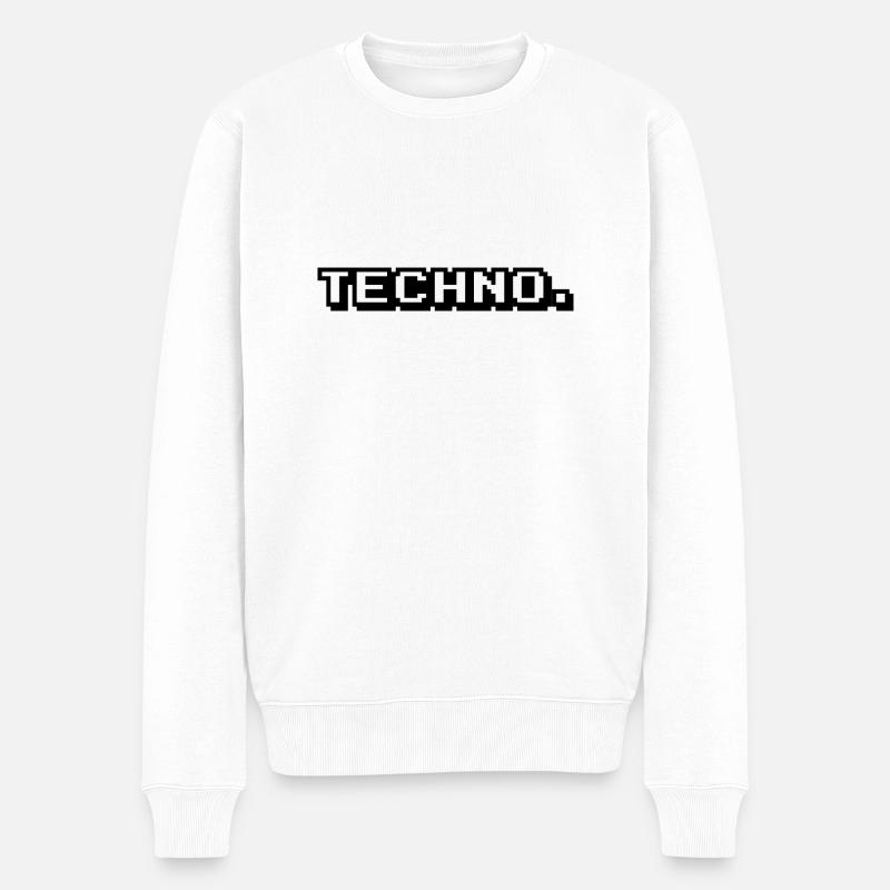 techno - Männer Premium Bio Pullover - Weiß