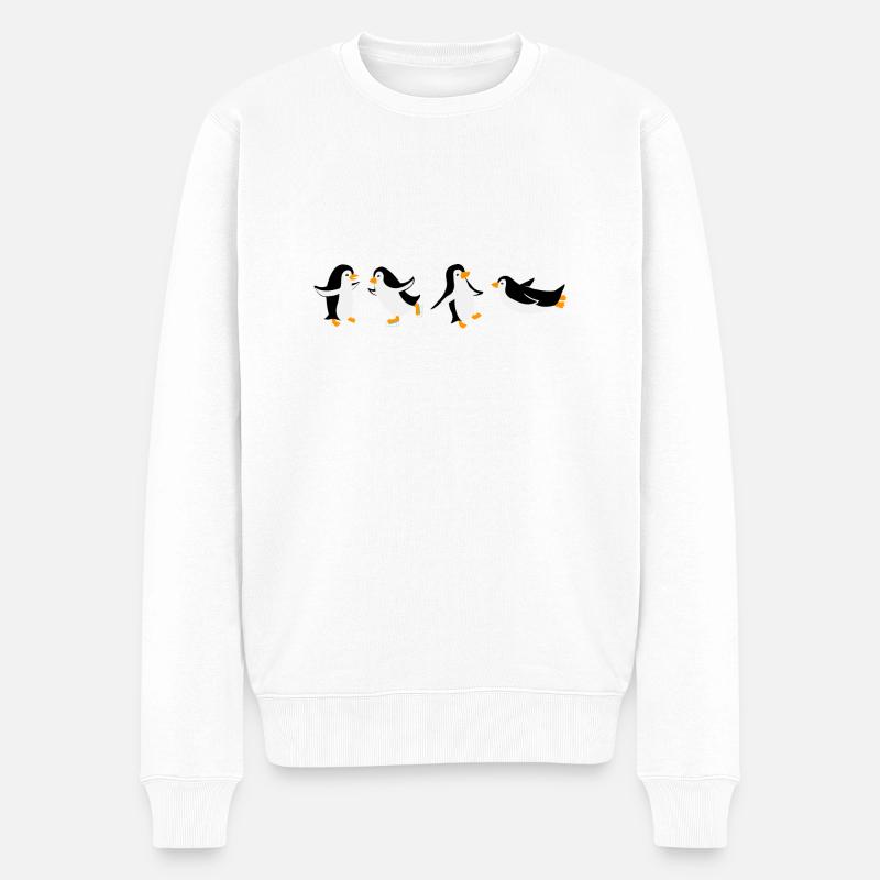 Lustige Pinguin-Gruppe - Männer Premium Bio Pullover - Weiß