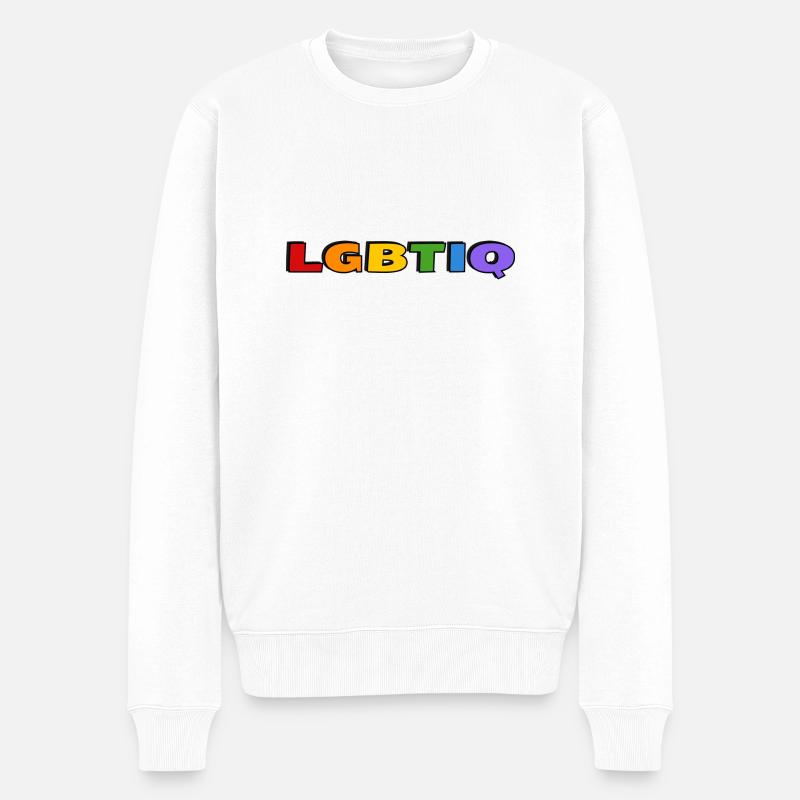LGBTIQ-Regenbogenfarben - Männer Premium Bio Pullover - Weiß