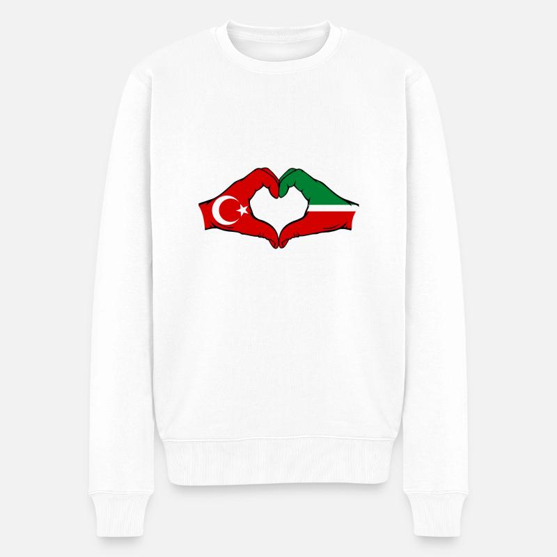 Türkei Tatarstan Flagge Hände Herzform - Männer Premium Bio Pullover - Weiß