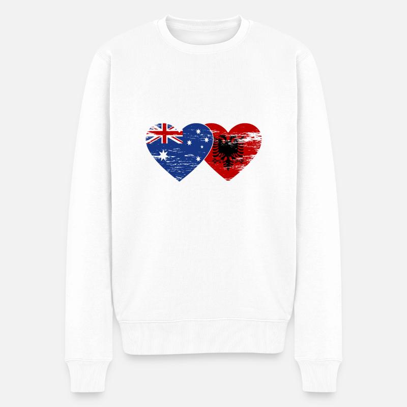 Australie Albanie drapeau coeur utilisé - Pull Premium bio Homme - blanc