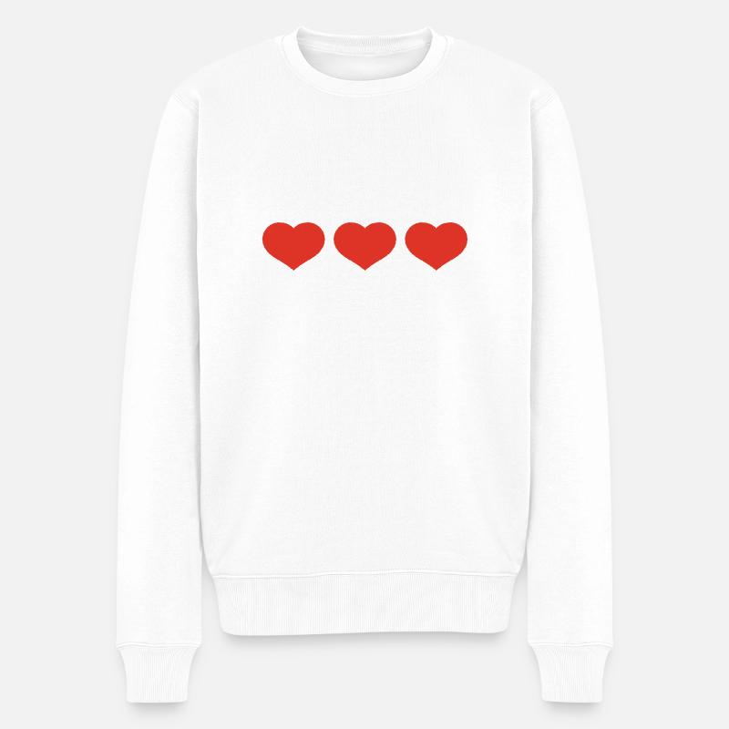 herzen - Männer Premium Bio Pullover - Weiß