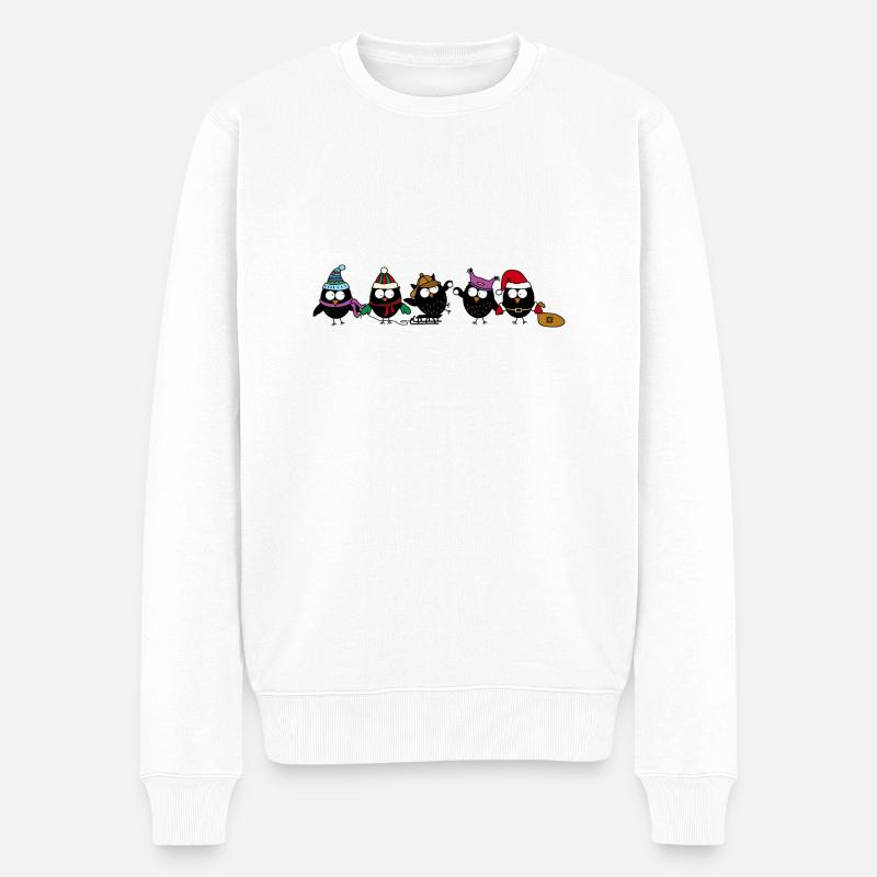 Winter owls - Männer Premium Bio Pullover - Weiß