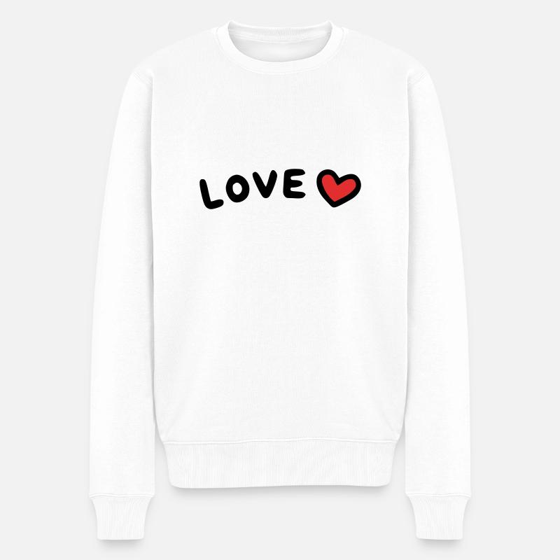 Love Herz - Männer Premium Bio Pullover - Weiß