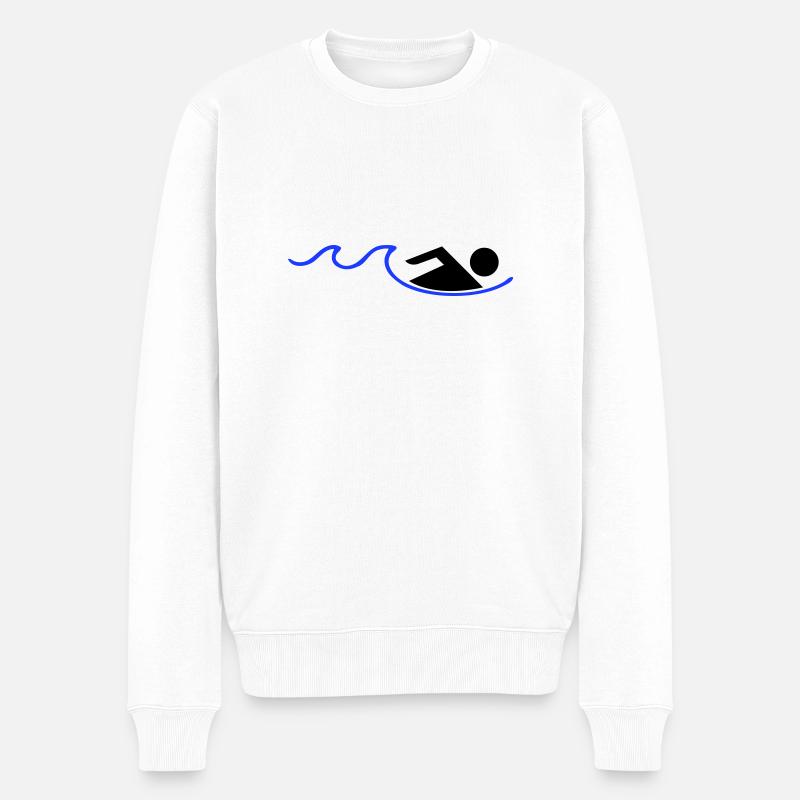 schwimmerin - Männer Premium Bio Pullover - Weiß