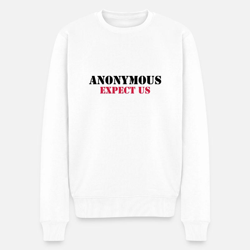 Anonymous : Expect us - Pull Premium bio Homme - blanc