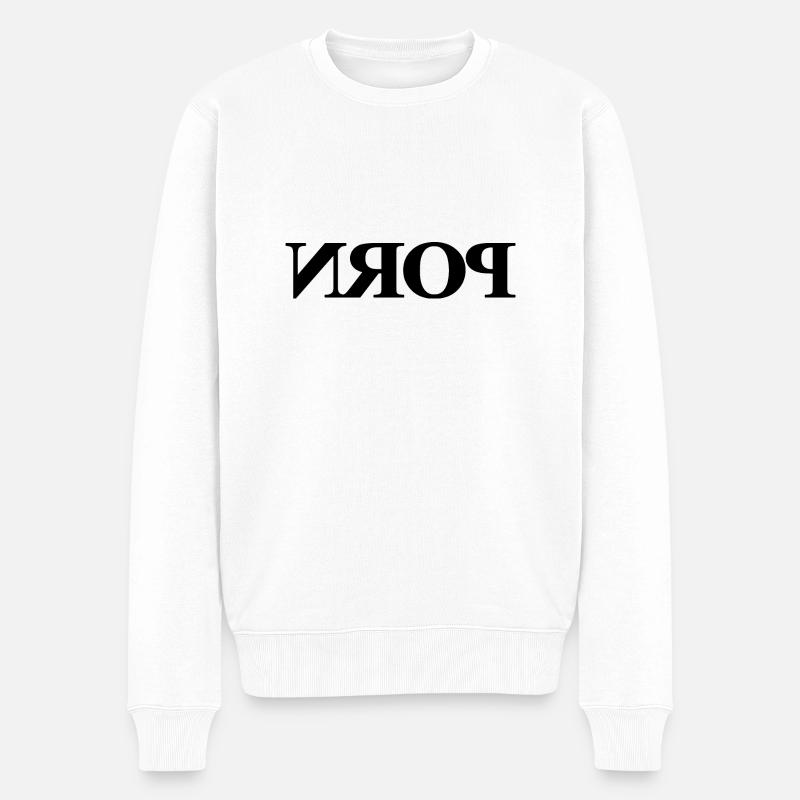 Pornotext gespiegelt - Männer Premium Bio Pullover - Weiß