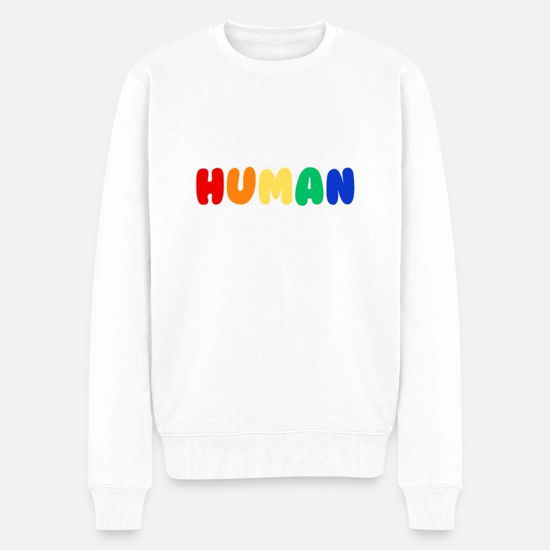 Human Pride - Männer Premium Bio Pullover - Weiß