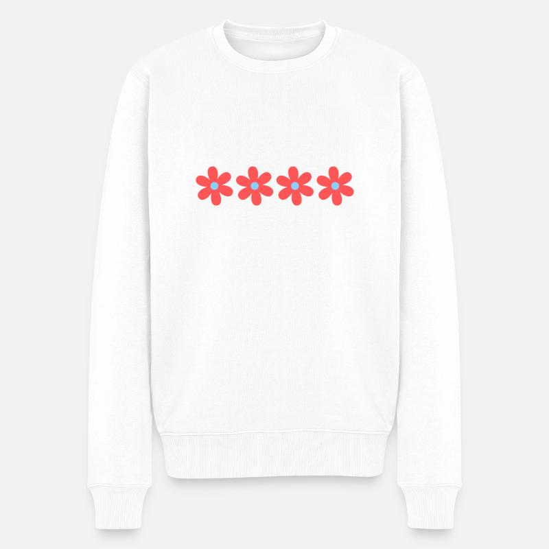 Fleurs marguerites rose - Pull Premium bio Homme - blanc