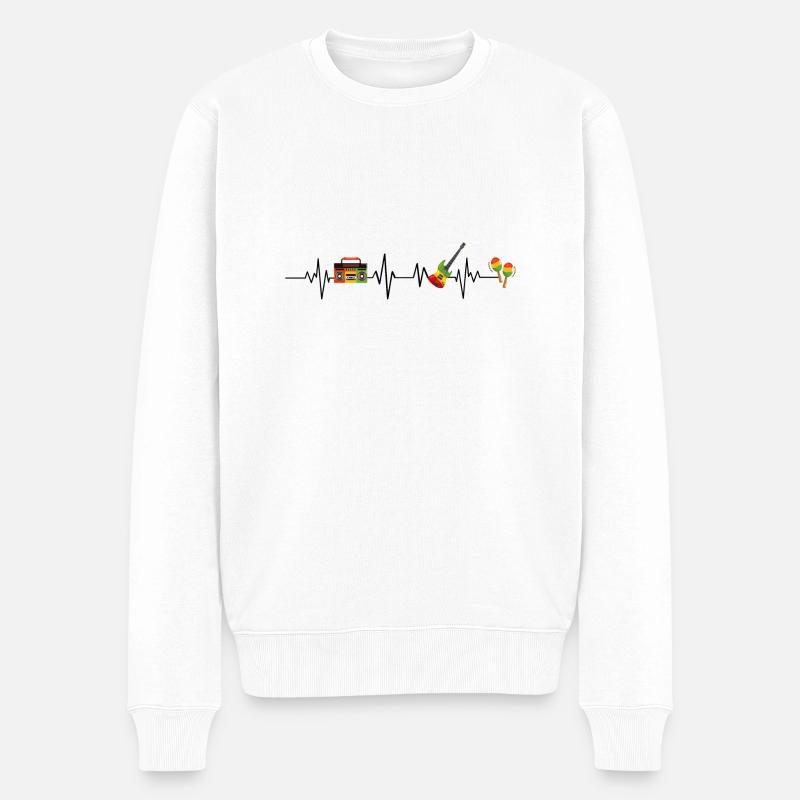 Reggae-Herzschlag - Männer Premium Bio Pullover - Weiß