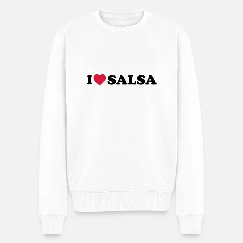 I love salsa - Männer Premium Bio Pullover - Weiß