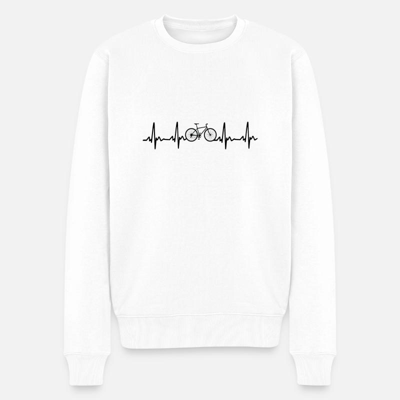 Vélo Cyclisme Heartbeat - Pull Premium bio Homme - blanc