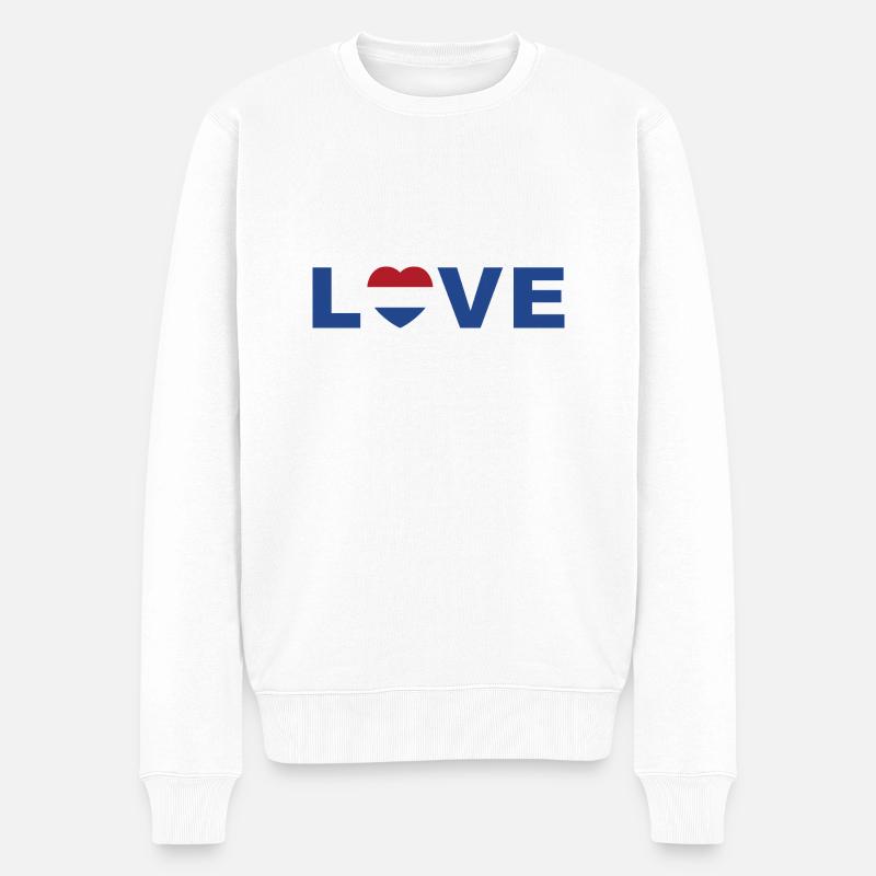 Liebe Niederlande Herz - Männer Premium Bio Pullover - Weiß