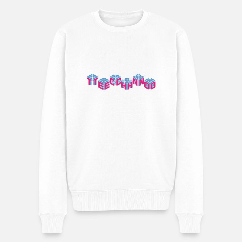 techno - Männer Premium Bio Pullover - Weiß