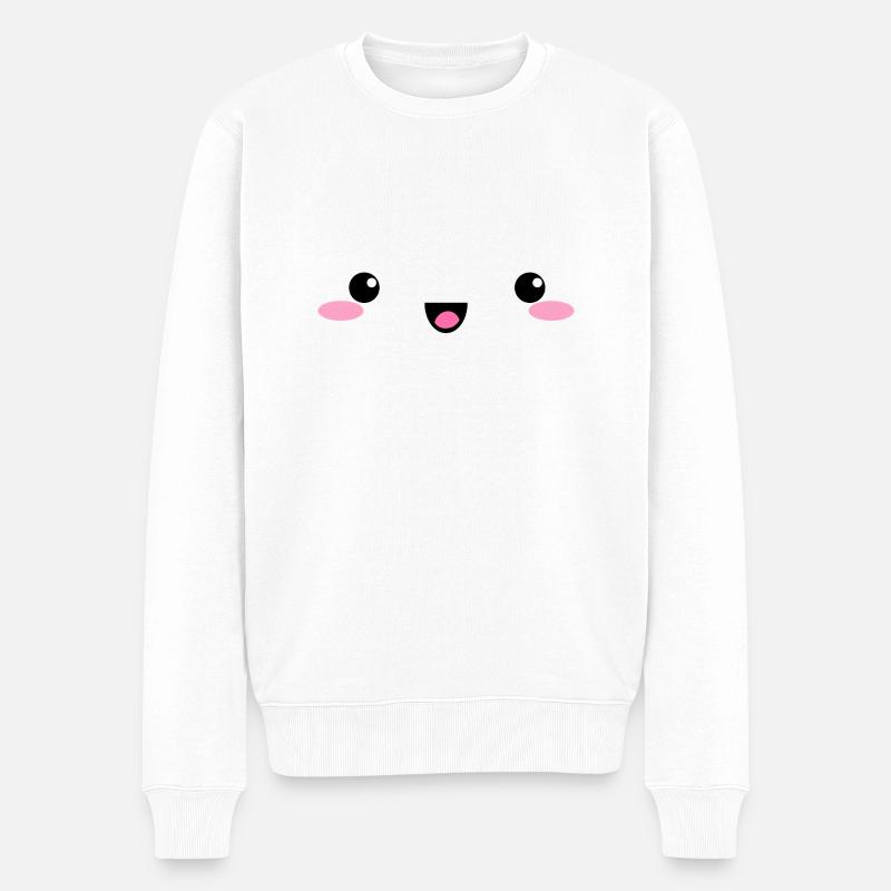 Kawaii Happy - Männer Premium Bio Pullover - Weiß
