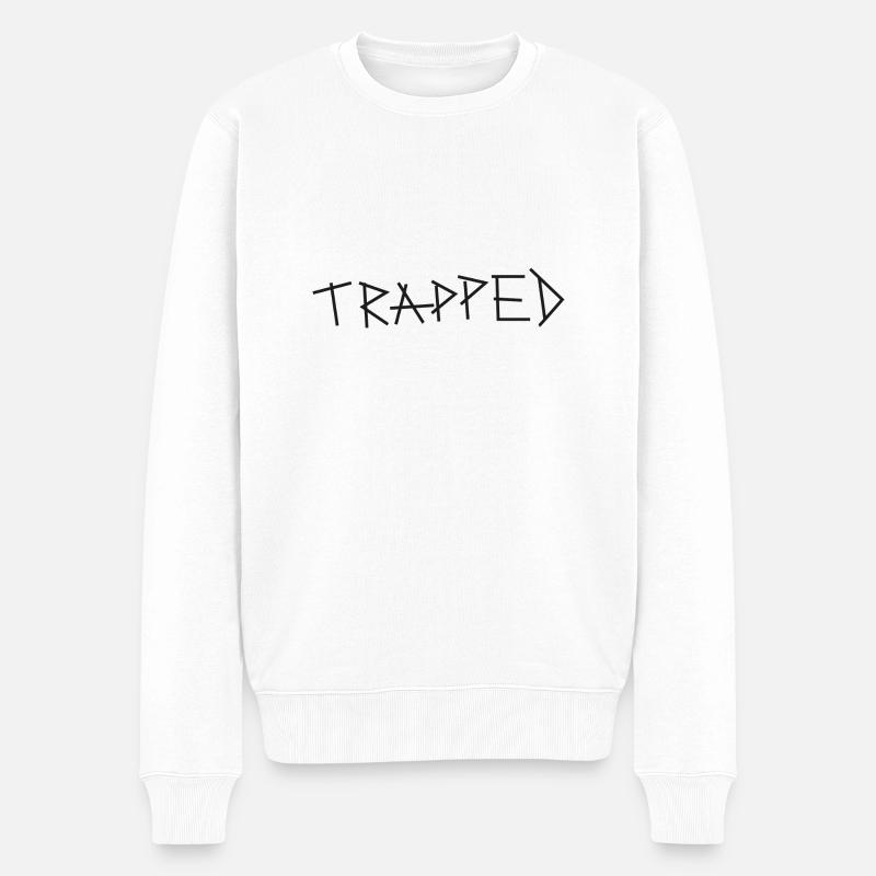 Trapped punk schriftzug schwarz - Männer Premium Bio Pullover - Weiß
