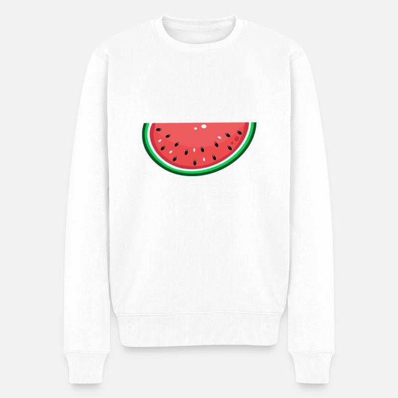 Wassermelone Design Scheibe - Männer Premium Bio Pullover - Weiß