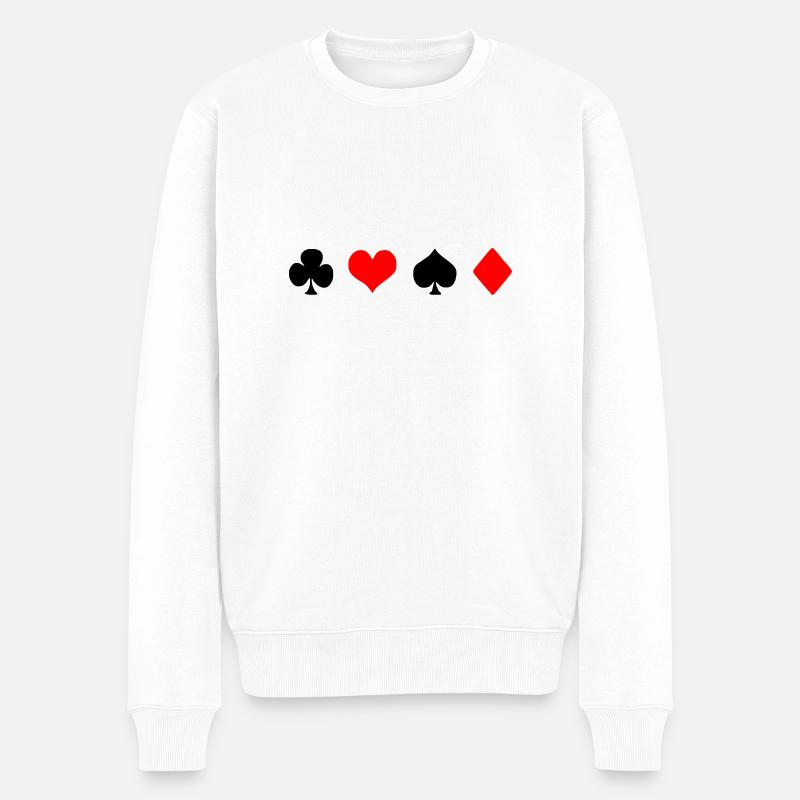Kreuz Herz Pik Karo - Männer Premium Bio Pullover - Weiß