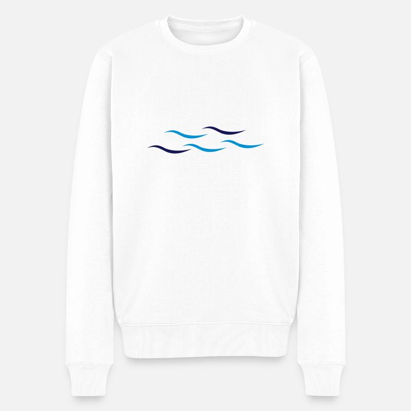 Wellen - Männer Premium Bio Pullover - Weiß