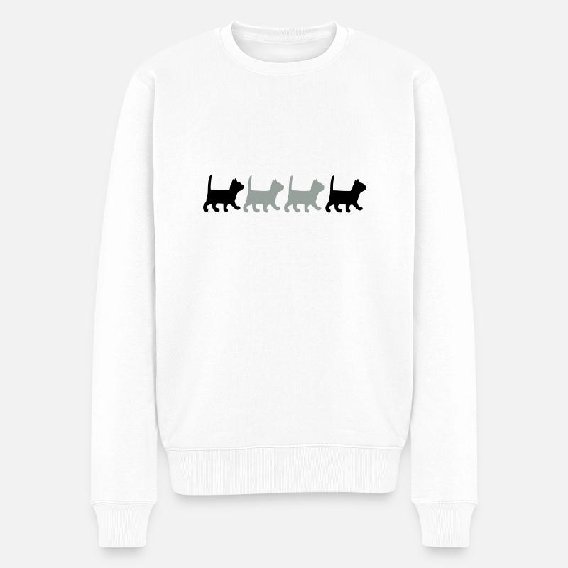 Kleine Katzen gehen - Männer Premium Bio Pullover - Weiß