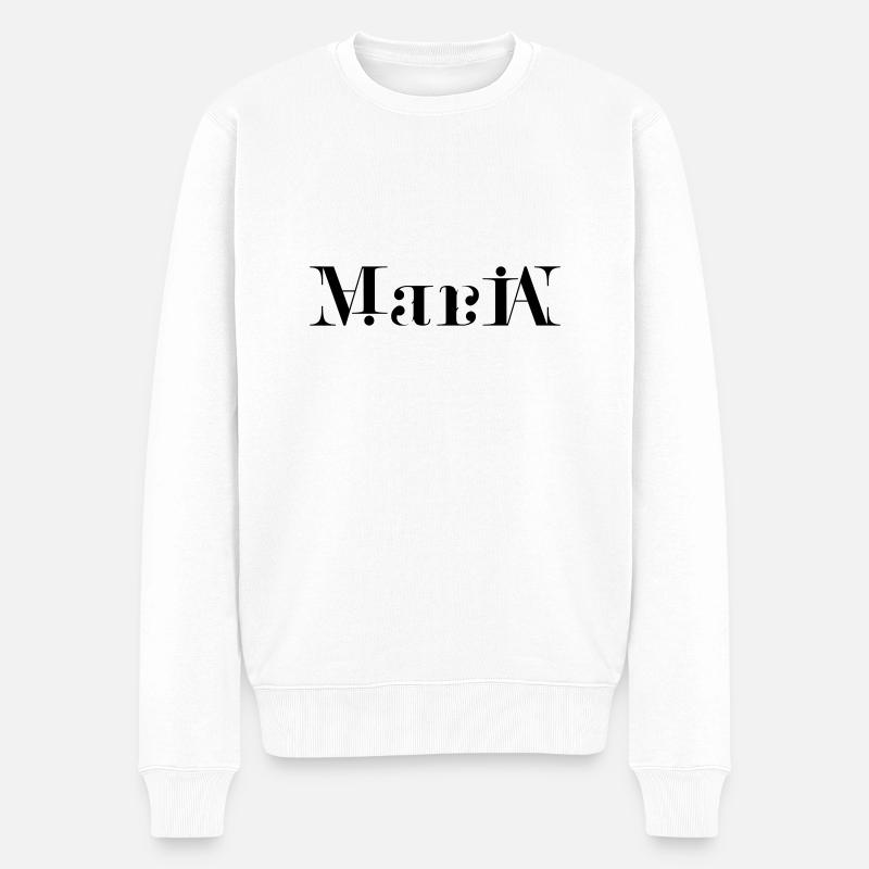 Maria Ambigram Logo - Männer Premium Bio Pullover - Weiß