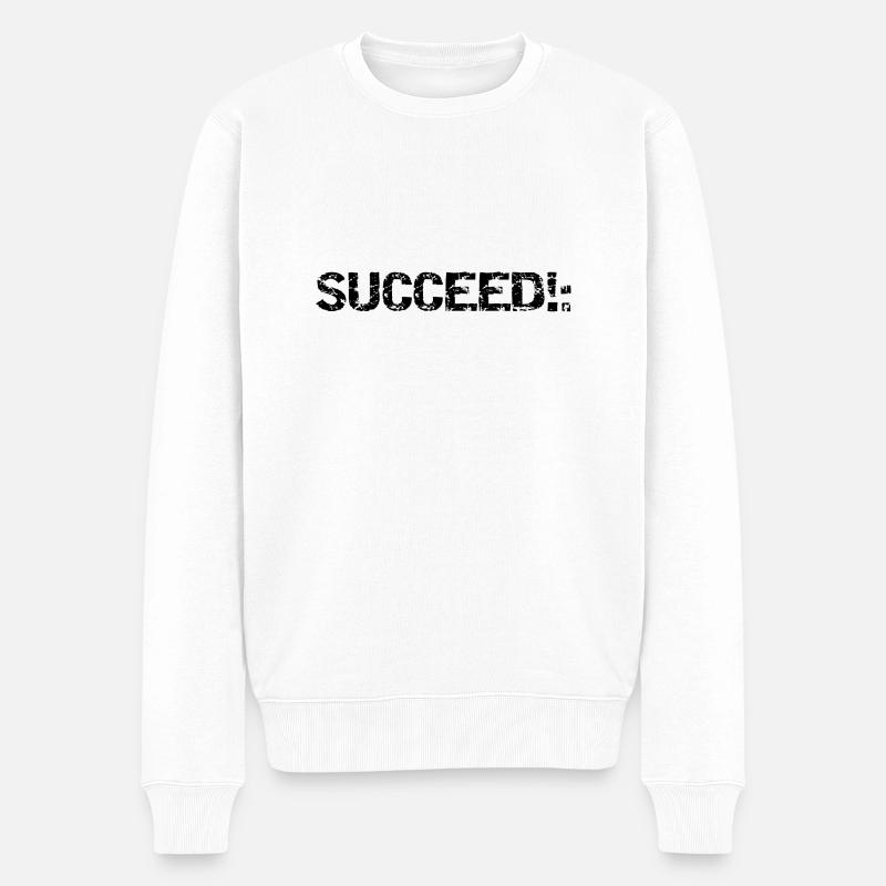 SUCCEED!: - Männer Premium Bio Pullover - Weiß