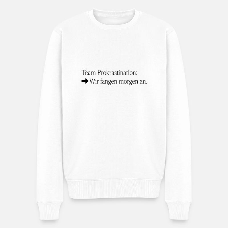 Team Prokrastination - Männer Premium Bio Pullover - Weiß