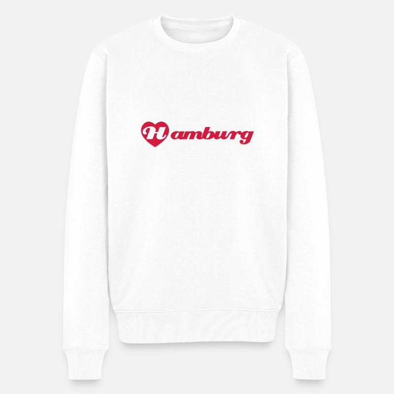 I love Hamburg - Männer Premium Bio Pullover - Weiß
