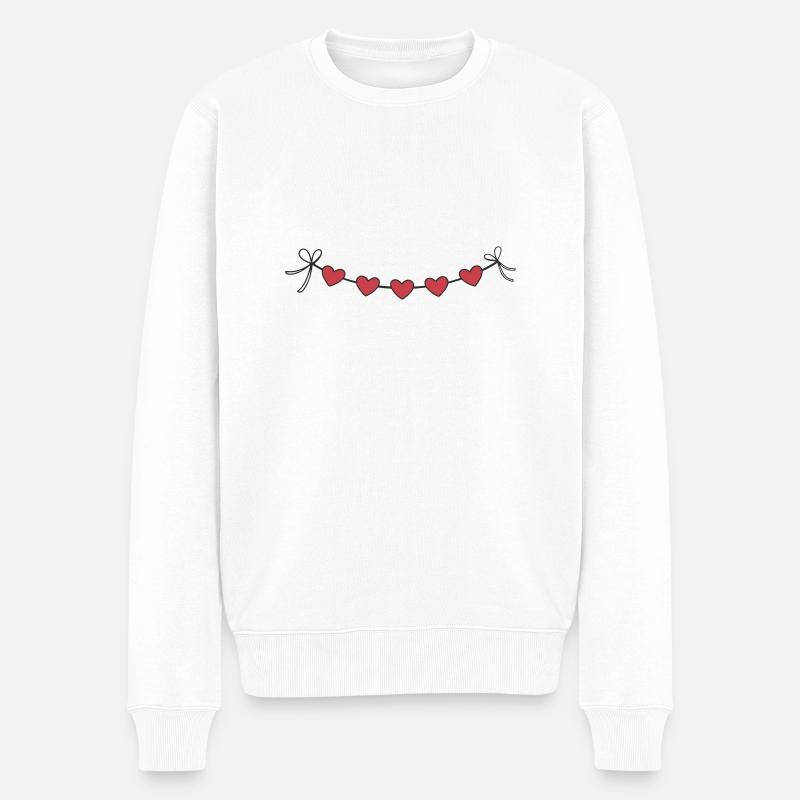 Herzgirlande Girlande Herzen - Männer Premium Bio Pullover - Weiß