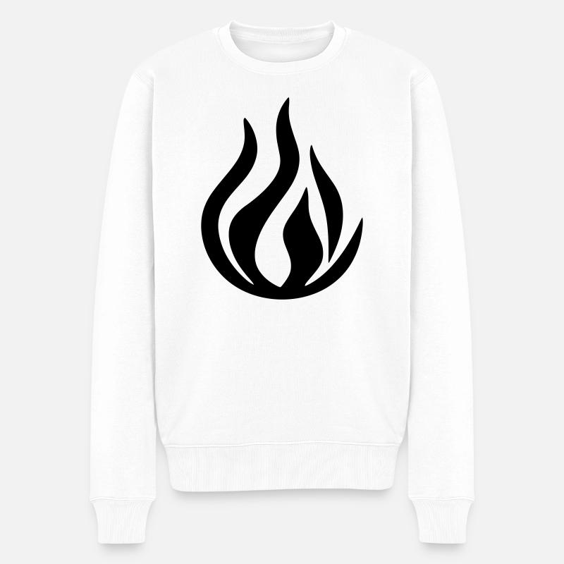 Flamme - Männer Premium Bio Pullover - Weiß