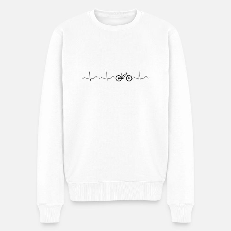 MTB Herzschlag - Männer Premium Bio Pullover - Weiß