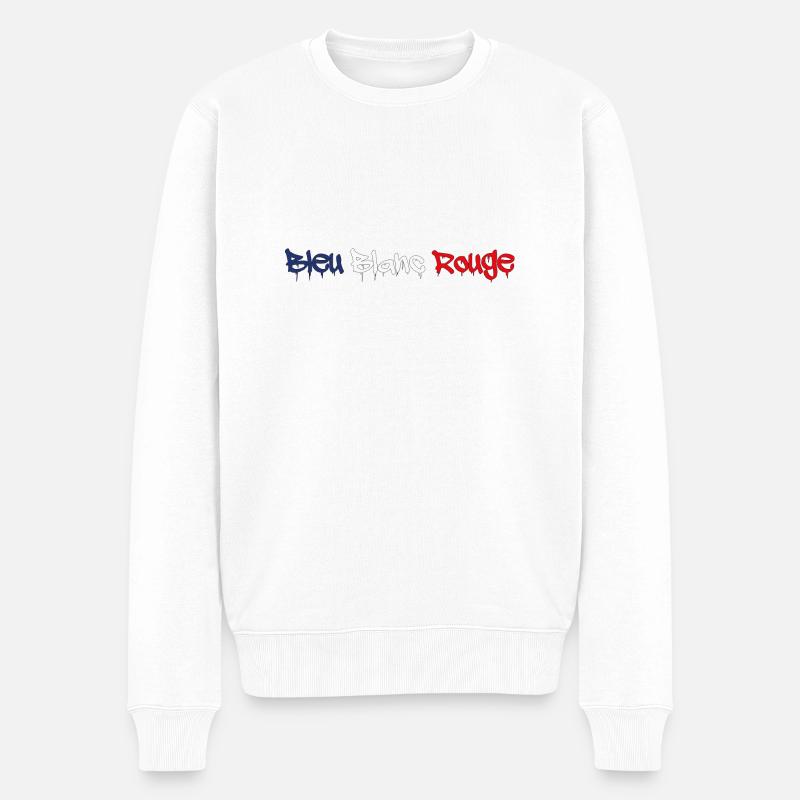 BLAU WEISS ROT TAGG - Männer Premium Bio Pullover - Weiß