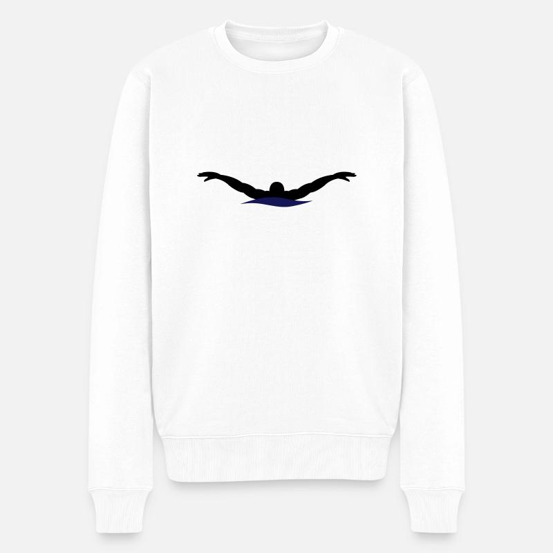 Schwimmen - Männer Premium Bio Pullover - Weiß