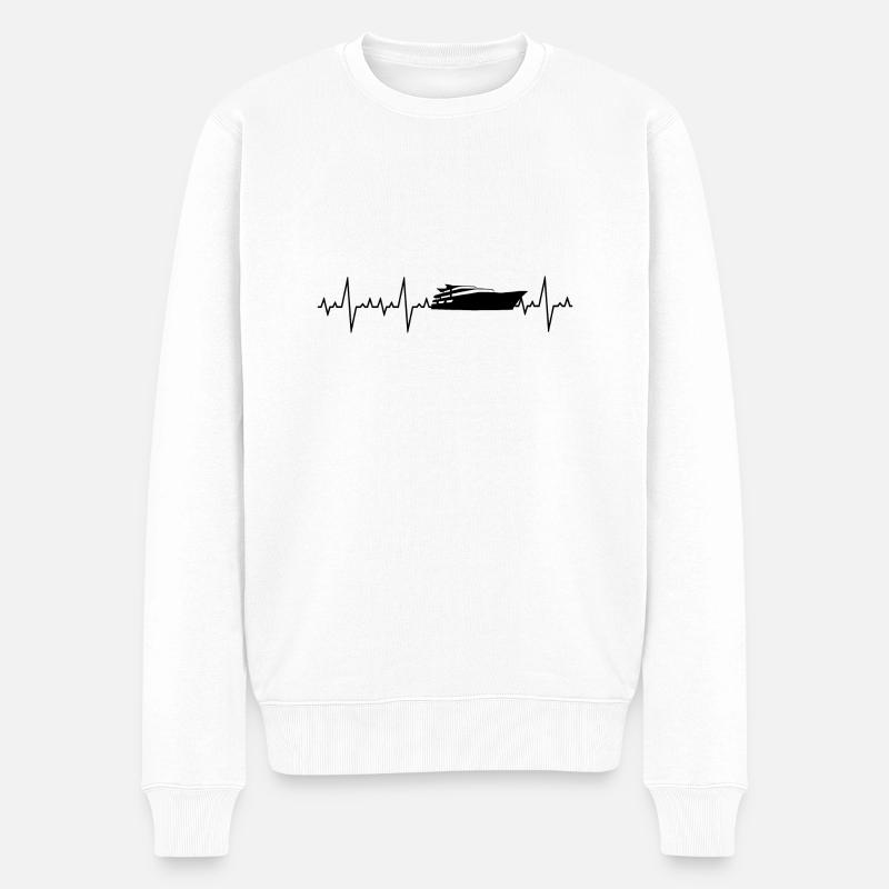 Motorboot Herzschlag Boot Kapitän - Männer Premium Bio Pullover - Weiß