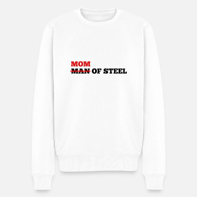 MOM d’acier, pas homme d’acier pour super mamans - Pull Premium bio Homme - blanc