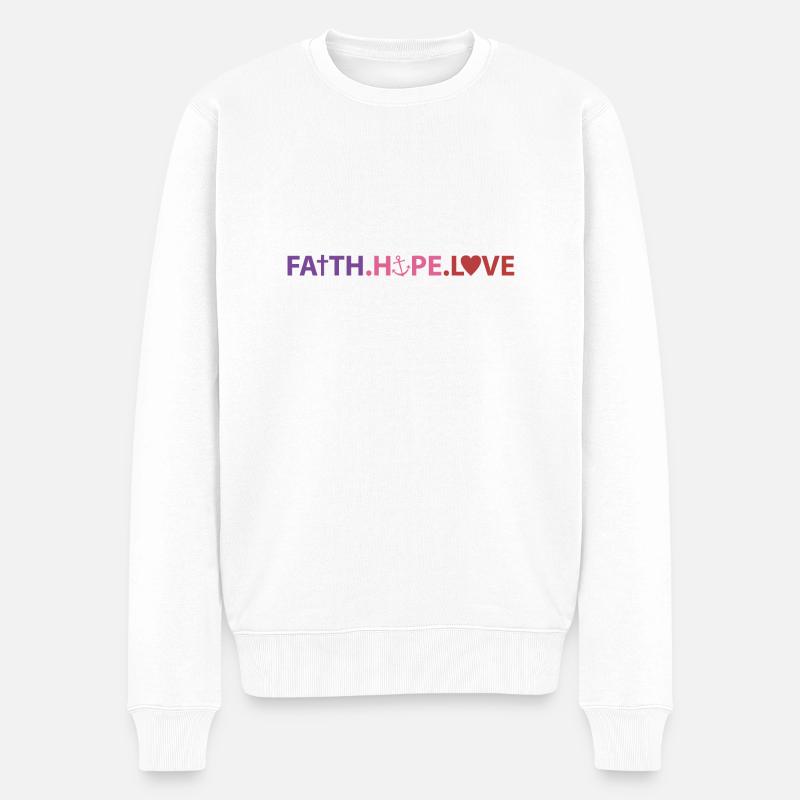 Faith Hope Love - Männer Premium Bio Pullover - Weiß