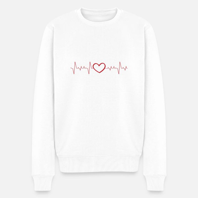 Cardiogramme pouls - Pull Premium bio Homme - blanc