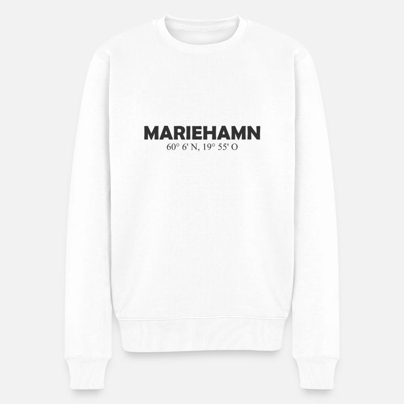 Mariehamn - Finlande - Coordonnées - Longitude - Pull Premium bio Homme - blanc