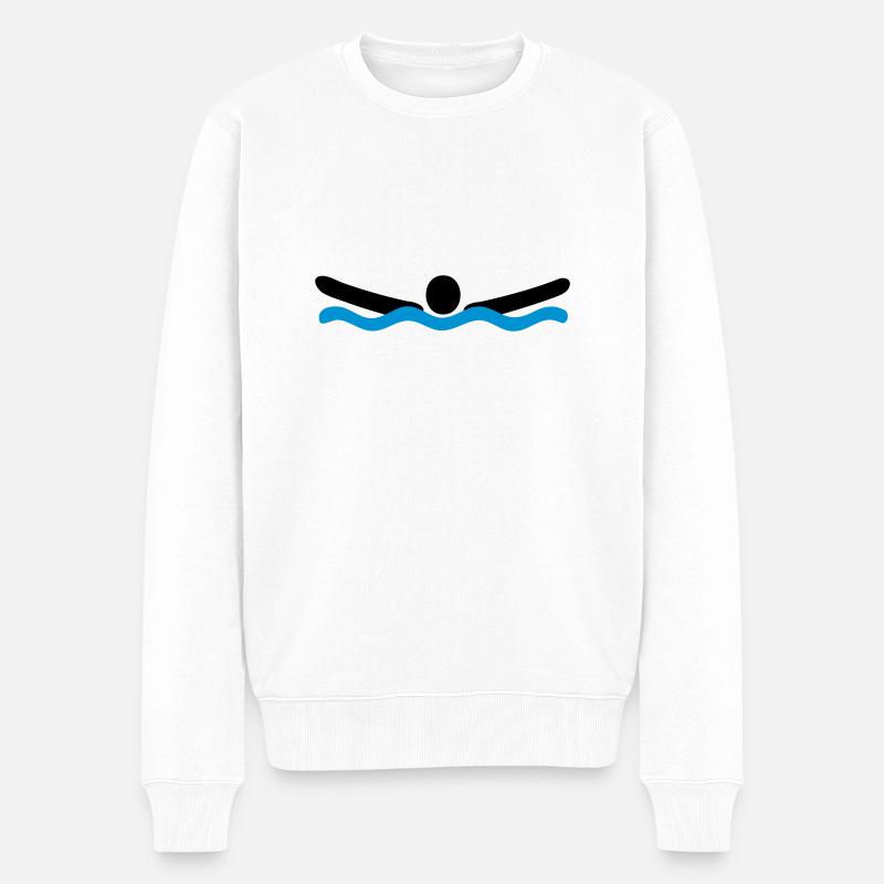 Delfinschwimmen - Männer Premium Bio Pullover - Weiß