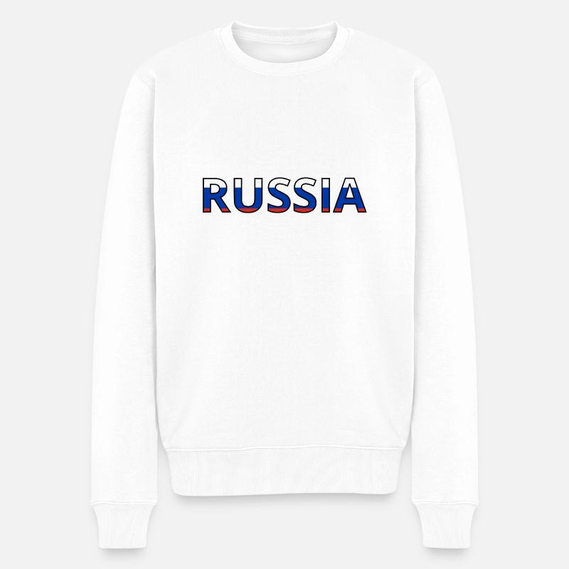 Russland Flagge - Männer Premium Bio Pullover - Weiß